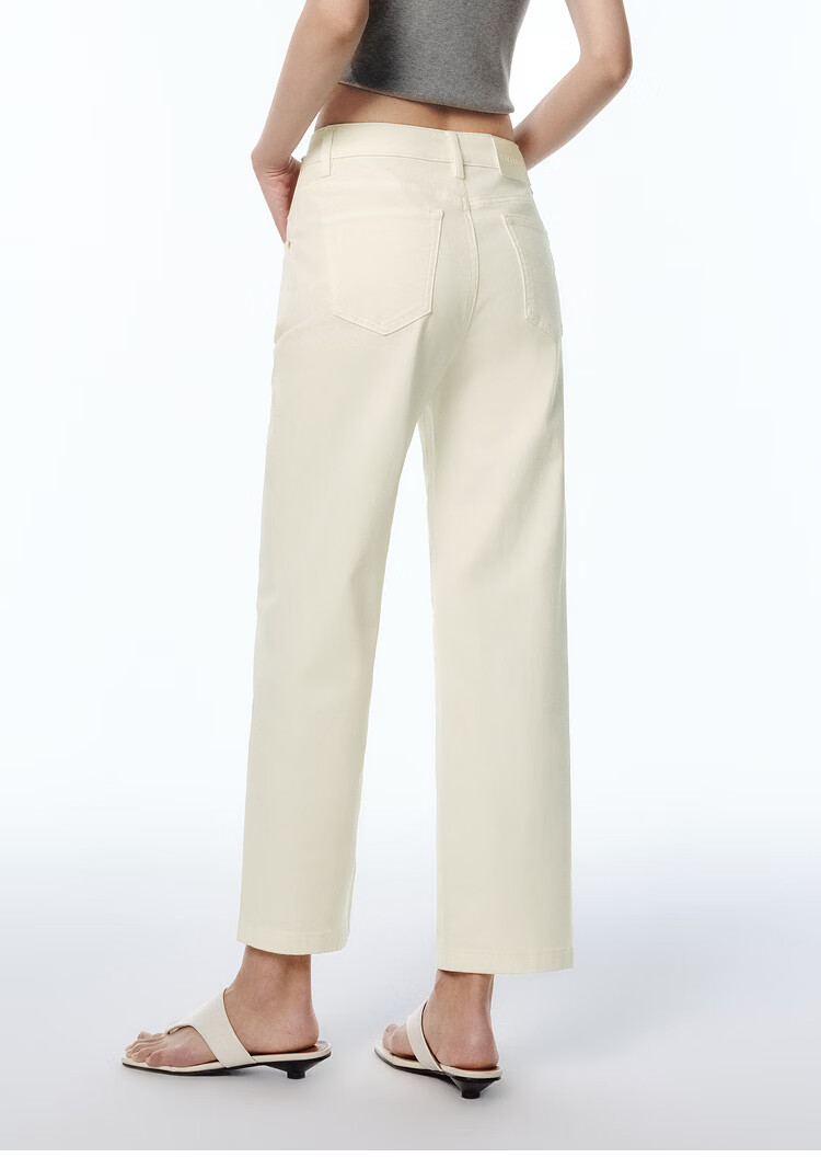 Peacebird Women's High-Waist Summer Commuter Straight-Leg Mint Jeans Denim Off-White Cropped Flared Pants S 30