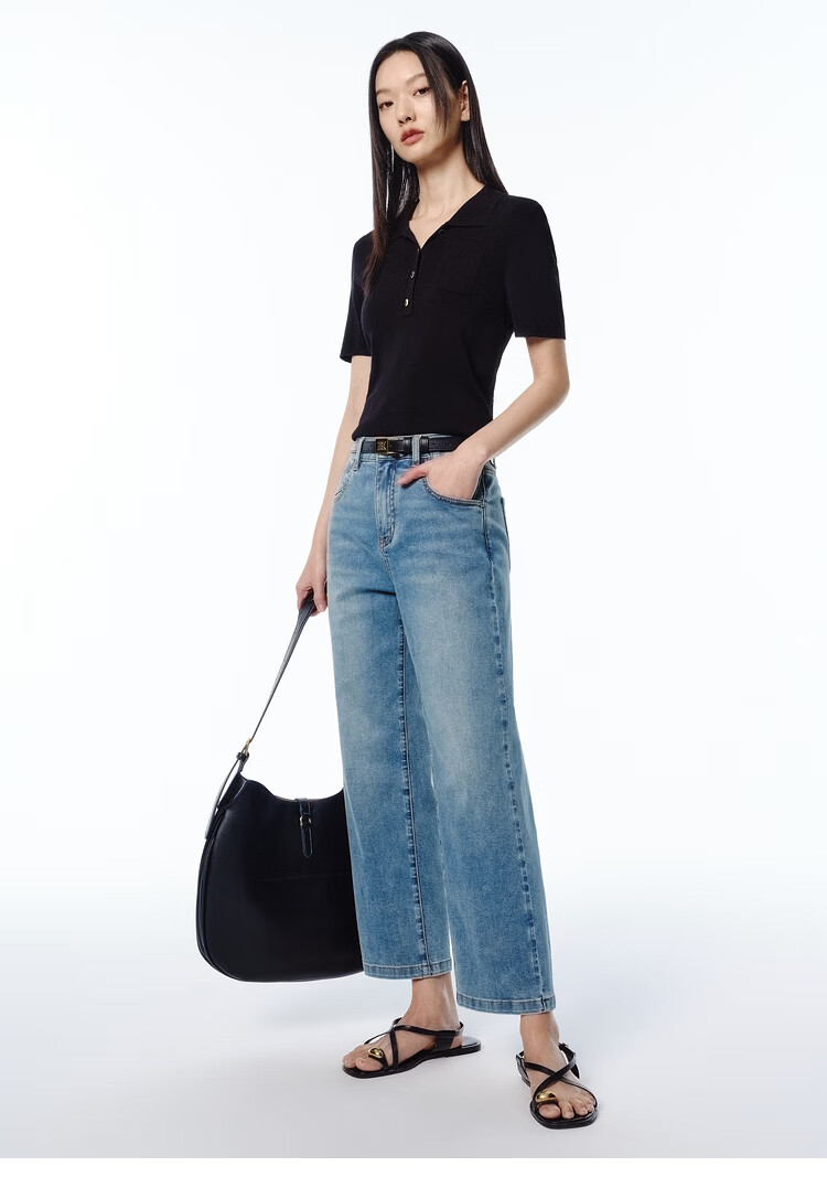 Peacebird Women's High-Waist Summer Commuter Straight-Leg Mint Jeans Denim Off-White Cropped Flared Pants S 31