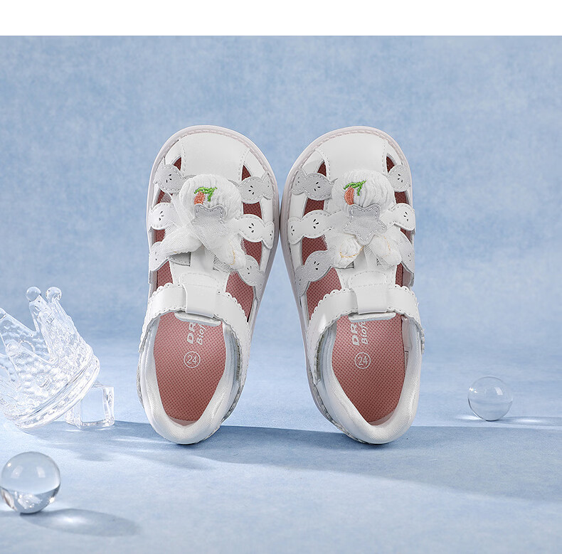 DR·KONG Summer Girls Princess Open-Toe Sandals with Velcro Children's Sandals Beige/Grey Size 28 7