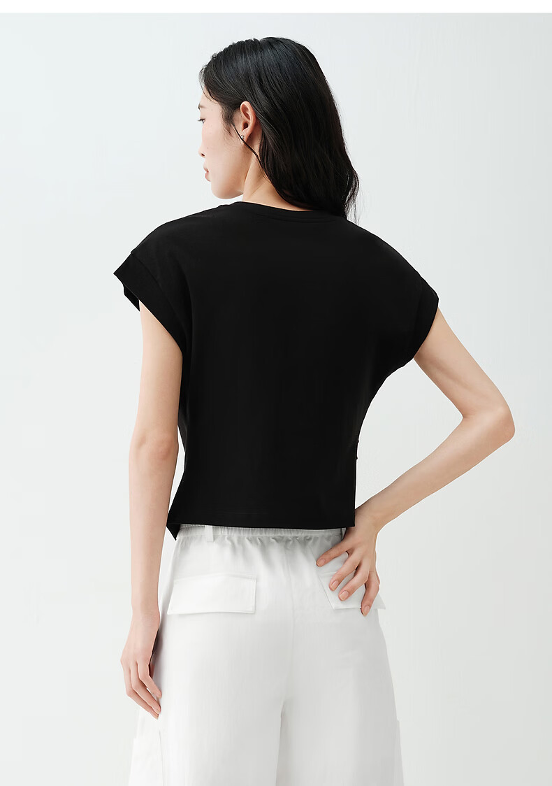Peacebird Women's T-Shirt [5A Antibacterial] Waist Pleated Slim Fit Short Sleeve Summer Puff Sleeve Top White L 22