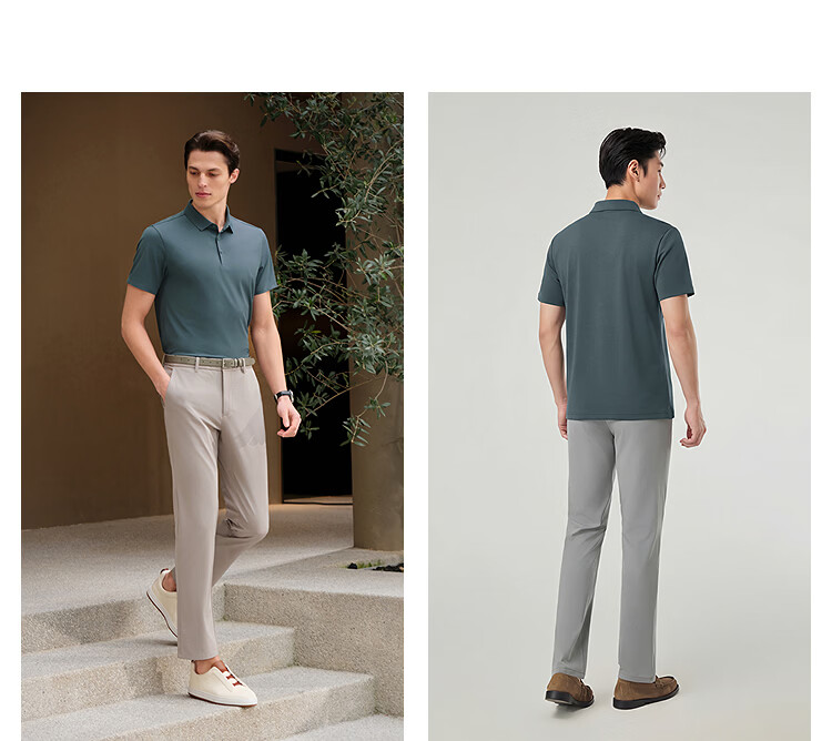 YOUNGOR Summer Men's Short Sleeve Polo Shirt Sunscreen Business Casual Outdoor Stretch Loose Fit Collared T-Shirt 513141F 26