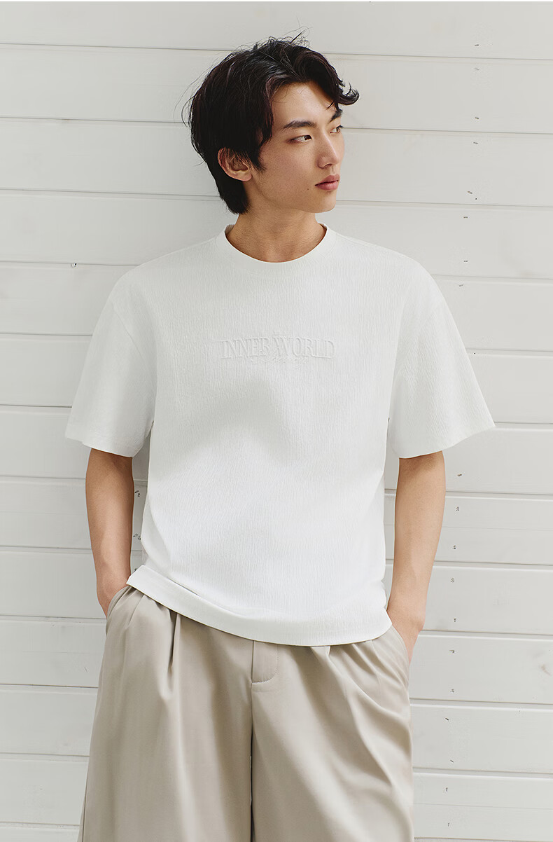GXG Men's Micro-Boxy Short Sleeve T-Shirt Multi-Color Crew Neck Textured Knit Short Sleeve 2026 Summer New Arrival 16