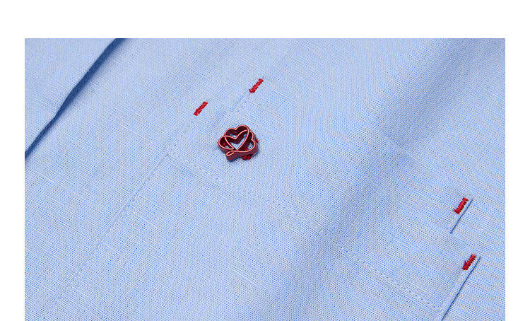 INMAN Linen Cotton Salt Style Loose Short Sleeve Shirt 26 Summer New Rolled Sleeve Versatile Shirt Light Water Blue M 8