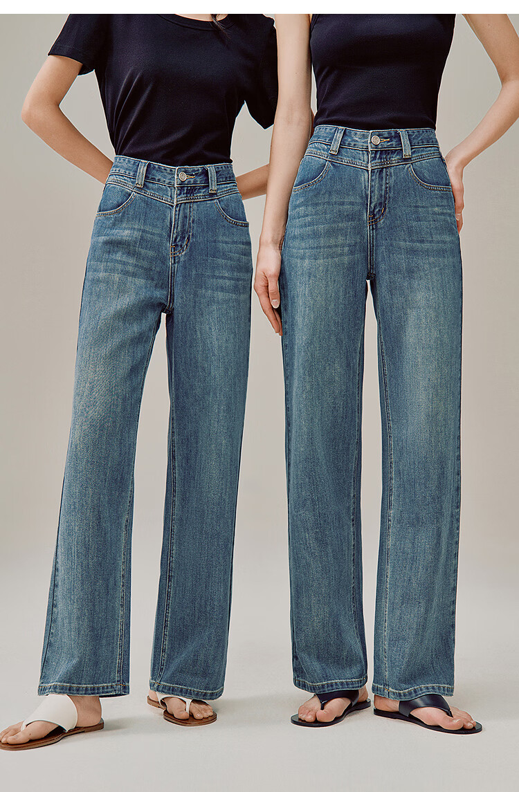 INMAN Vintage Washed Denim Cigarette Pants 26 Summer Women's New Versatile Cropped Straight Pants Light Denim 29 14