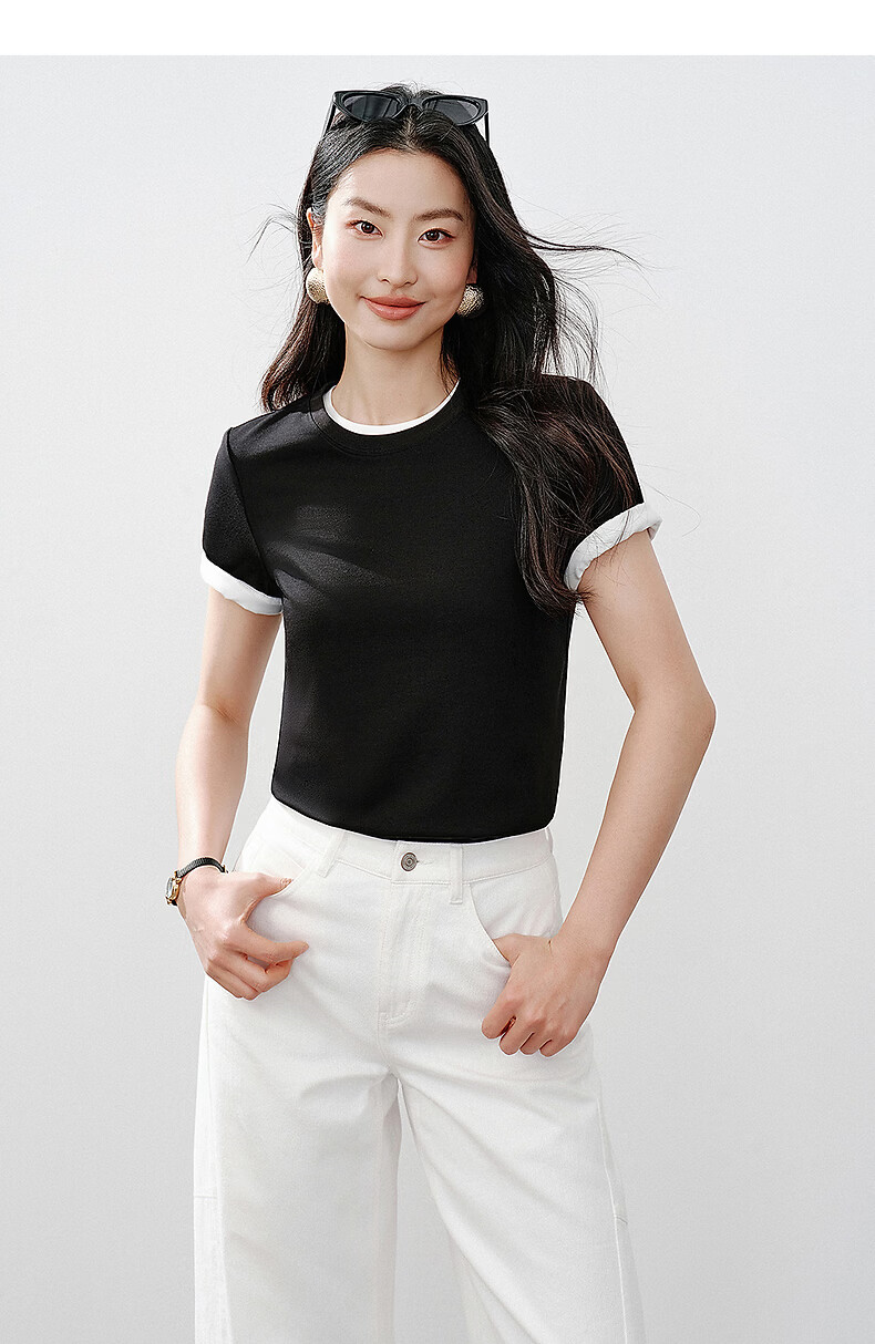 Yixiang Liying Lyocell Short Sleeve T-Shirt Women 2026 Spring New Shoulder Base Shirt Lavender Purple M 33