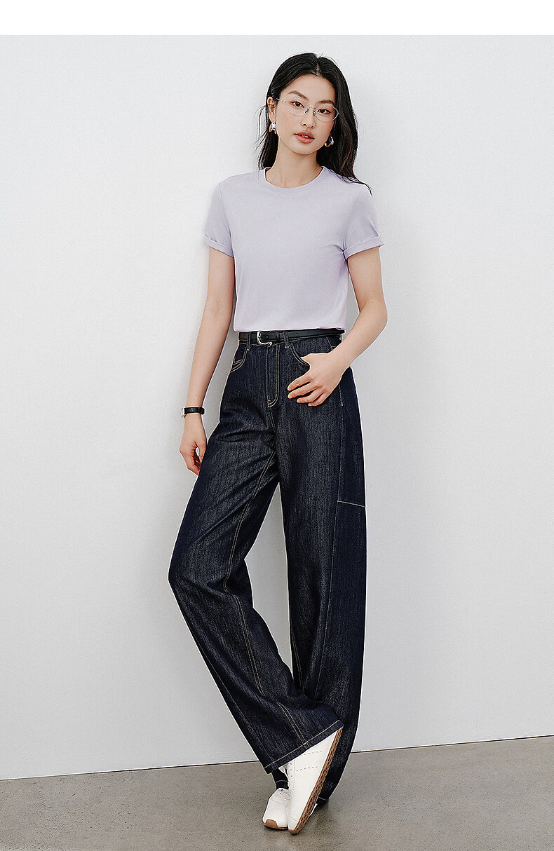 Yixiang Liying Lyocell Short Sleeve T-Shirt Women 2026 Spring New Shoulder Base Shirt Lavender Purple M 29