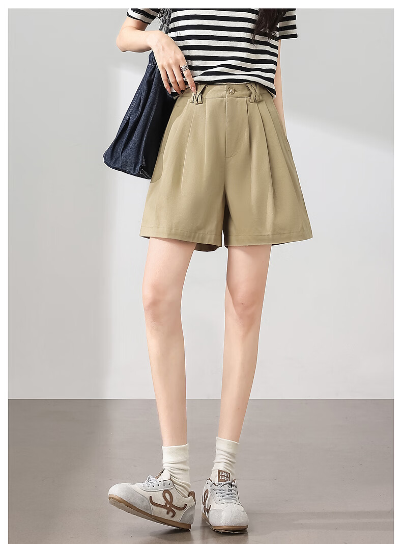 TonLion 2026 New Summer Casual Women's Shorts Gray High-Waist A-Line Korean Style 16