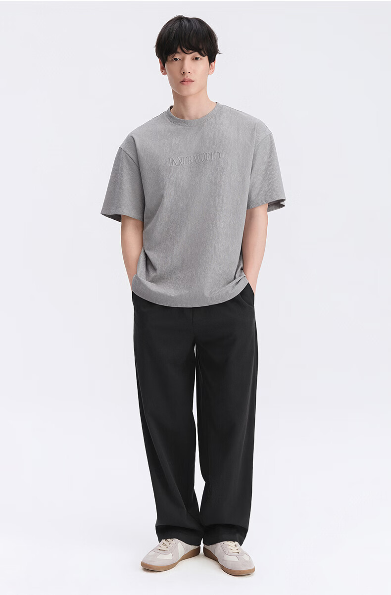 GXG Men's Micro-Boxy Short Sleeve T-Shirt Multi-Color Crew Neck Textured Knit Short Sleeve 2026 Summer New Arrival 15