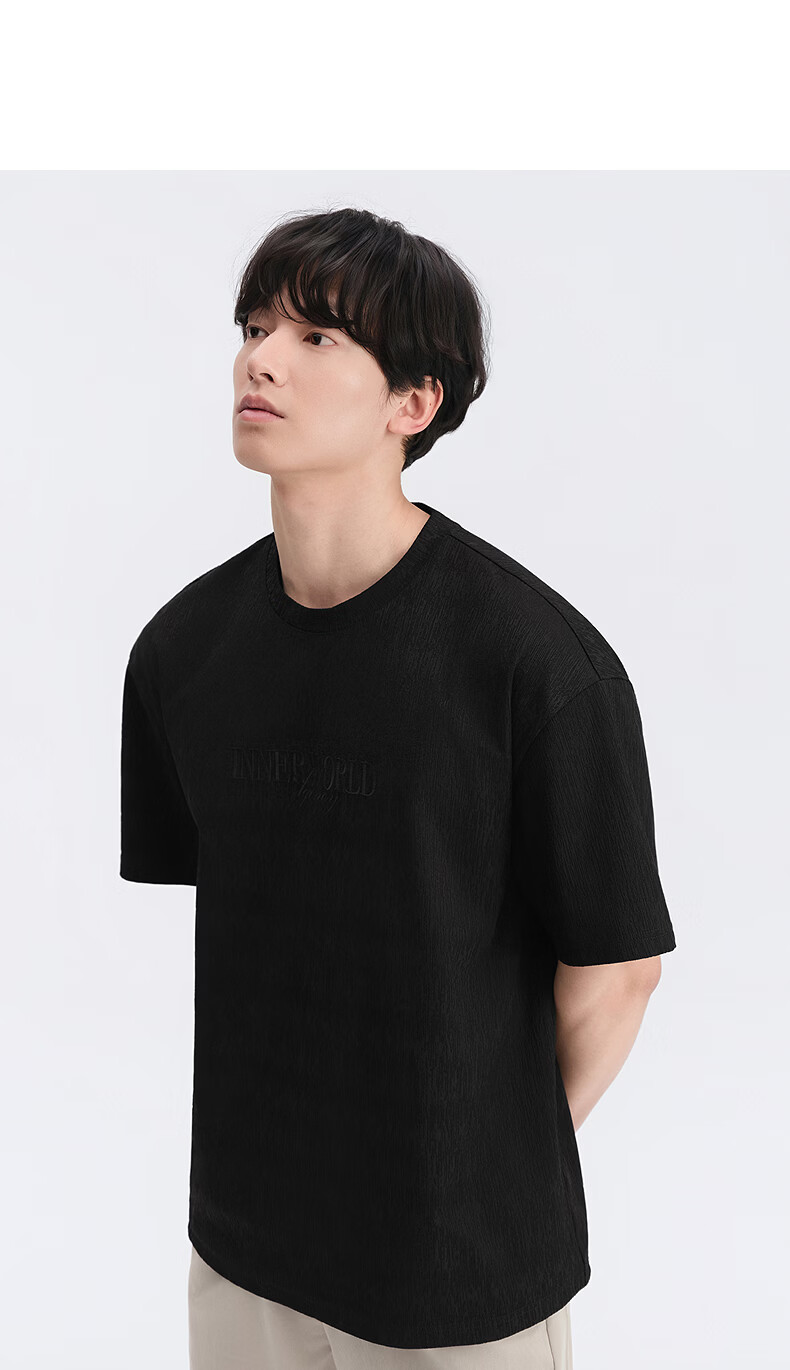 GXG Men's Micro-Boxy Short Sleeve T-Shirt Multi-Color Crew Neck Textured Knit Short Sleeve 2026 Summer New Arrival 8