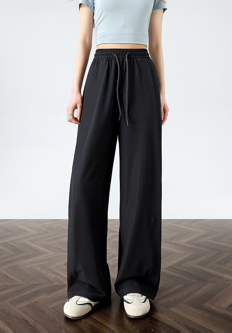 TonLion 2026 New Summer Women's Casual Long Pants Draped Straight-Leg Wide-Leg High-Waist Versatile Trousers 2