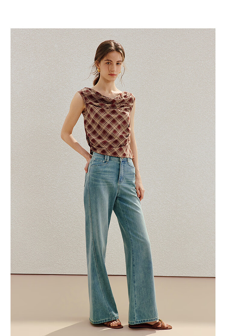 INMAN Vintage Washed Flared Jeans 26 Summer Women's New Commuter Loose Wide-Leg Pants Nostalgic Retro Blue 27 4