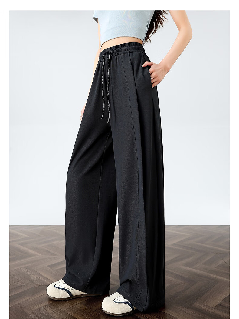 TonLion 2026 New Summer Women's Casual Long Pants Draped Straight-Leg Wide-Leg High-Waist Versatile Trousers 3
