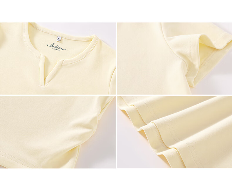Baleno Short V-Neck Shoulder-Fitting Short Sleeve T-Shirt for Women 2026 Summer New Slim Fit Korean Style Fashionable Versatile Top 17