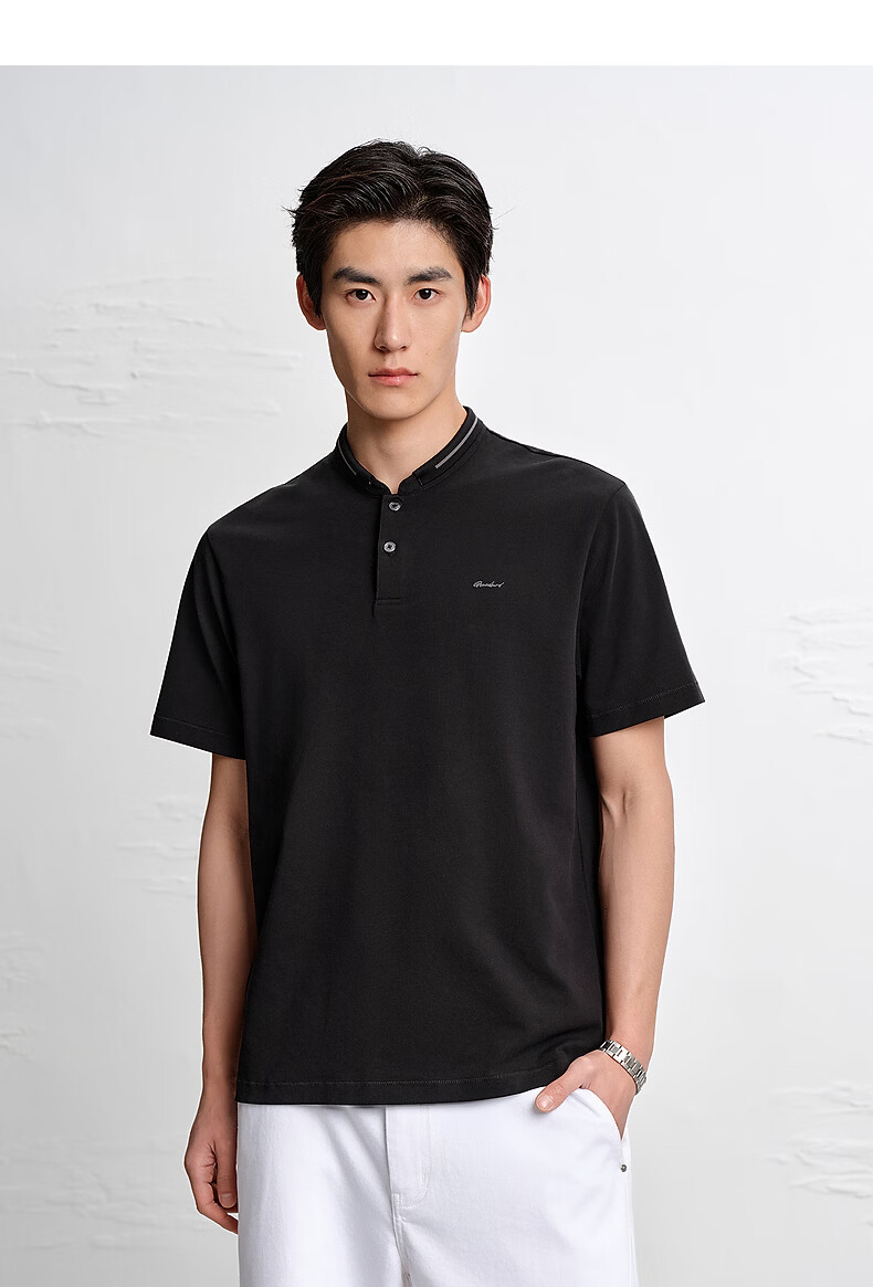 Peacebird [Cooling] Henry Collar Polo Shirt Men 2026 Summer Black First Batch XL 24