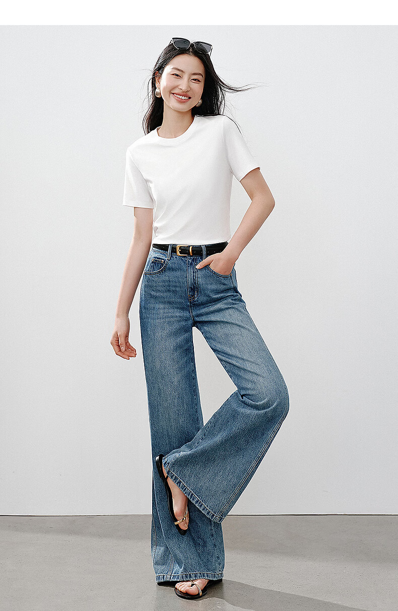 Yixiang Liying Lyocell Short Sleeve T-Shirt Women 2026 Spring New Shoulder Base Shirt Lavender Purple M 21