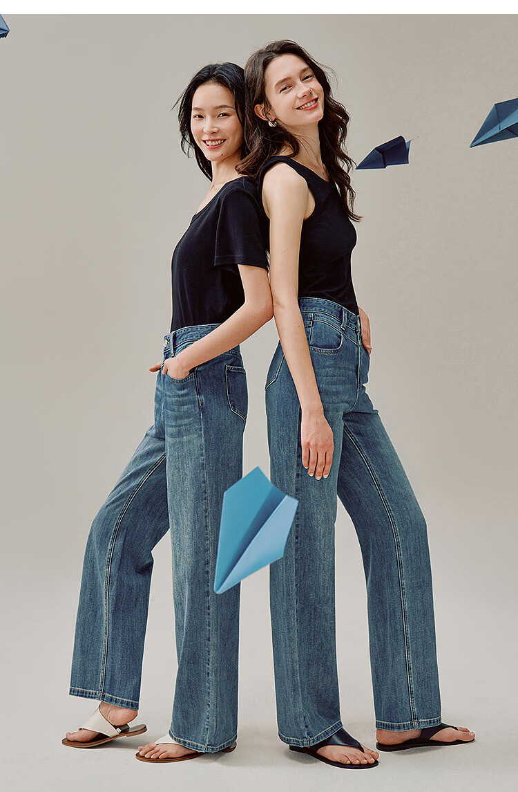 INMAN Vintage Washed Denim Cigarette Pants 26 Summer Women's New Versatile Cropped Straight Pants Light Denim 29 16