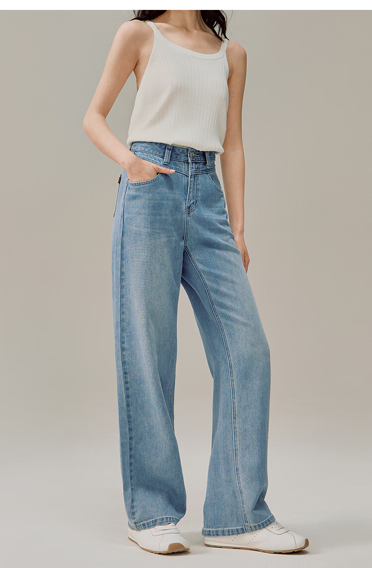INMAN Vintage Washed Denim Cigarette Pants 26 Summer Women's New Versatile Cropped Straight Pants Light Denim 29 9