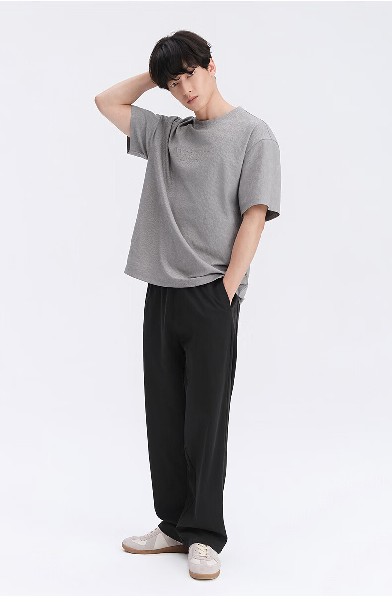 GXG Men's Micro-Boxy Short Sleeve T-Shirt Multi-Color Crew Neck Textured Knit Short Sleeve 2026 Summer New Arrival 13