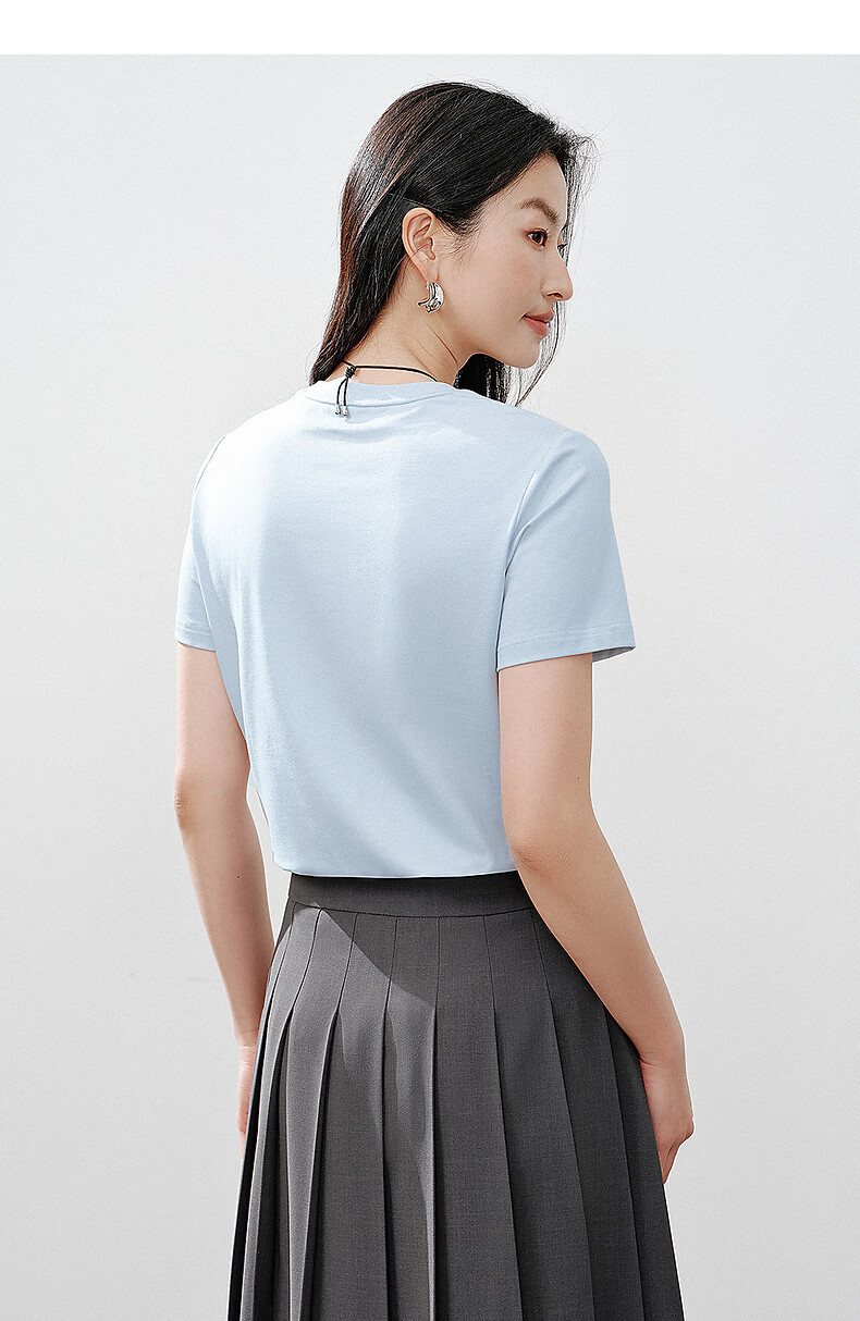 Yixiang Liying Lyocell Short Sleeve T-Shirt Women 2026 Spring New Shoulder Base Shirt Lavender Purple M 41
