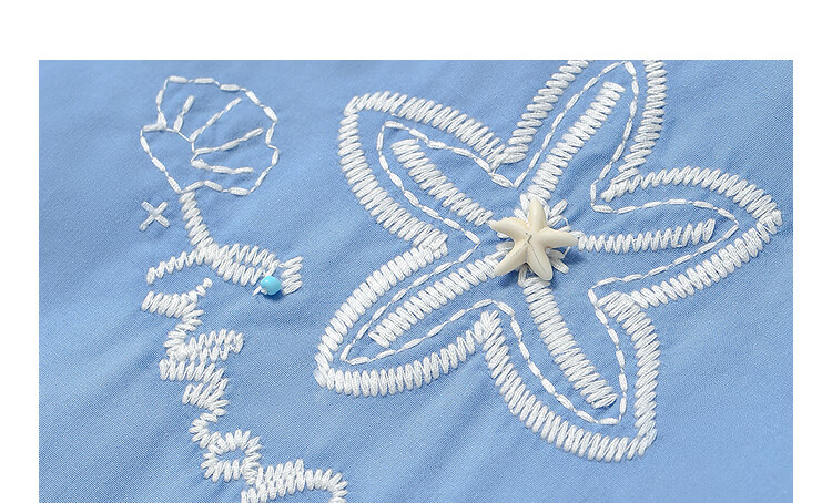 INMAN Lenzing Cotton Embroidered 3D Vacation Boho Dress 26 Summer New Sleeveless Dress Blue L 10
