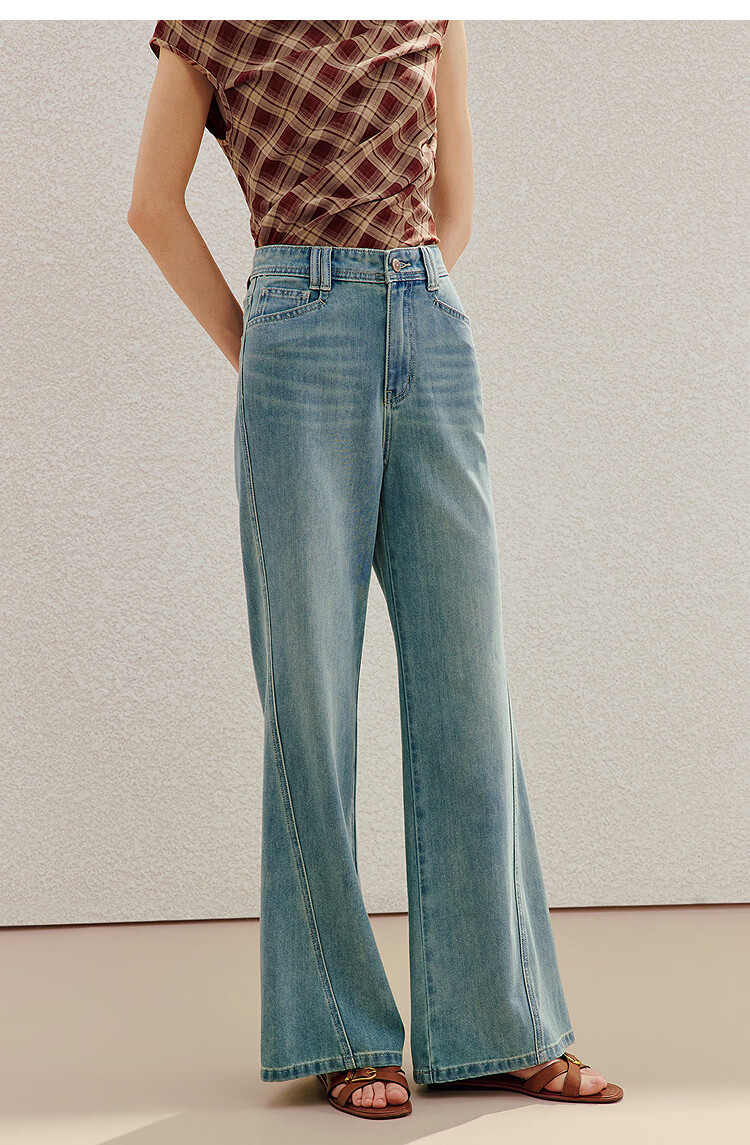 INMAN Vintage Washed Flared Jeans 26 Summer Women's New Commuter Loose Wide-Leg Pants Nostalgic Retro Blue 27 17