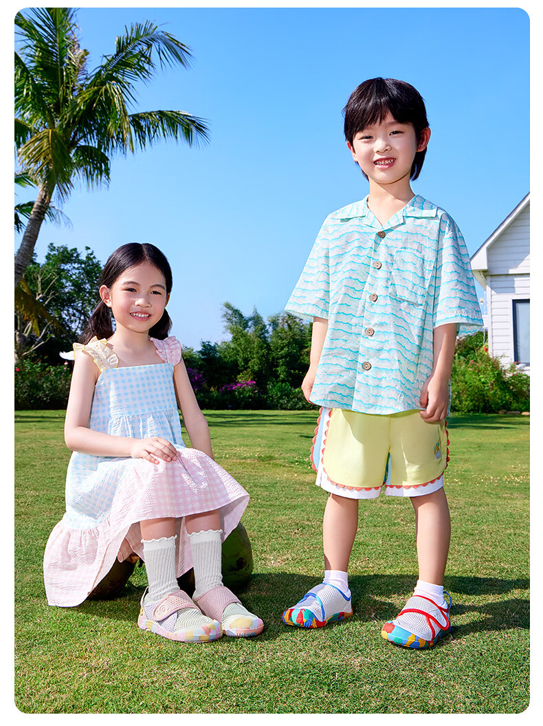 Ginoble 2026 Summer Kindergarten Shoes Super Protective GY1888 White_Cyan 7