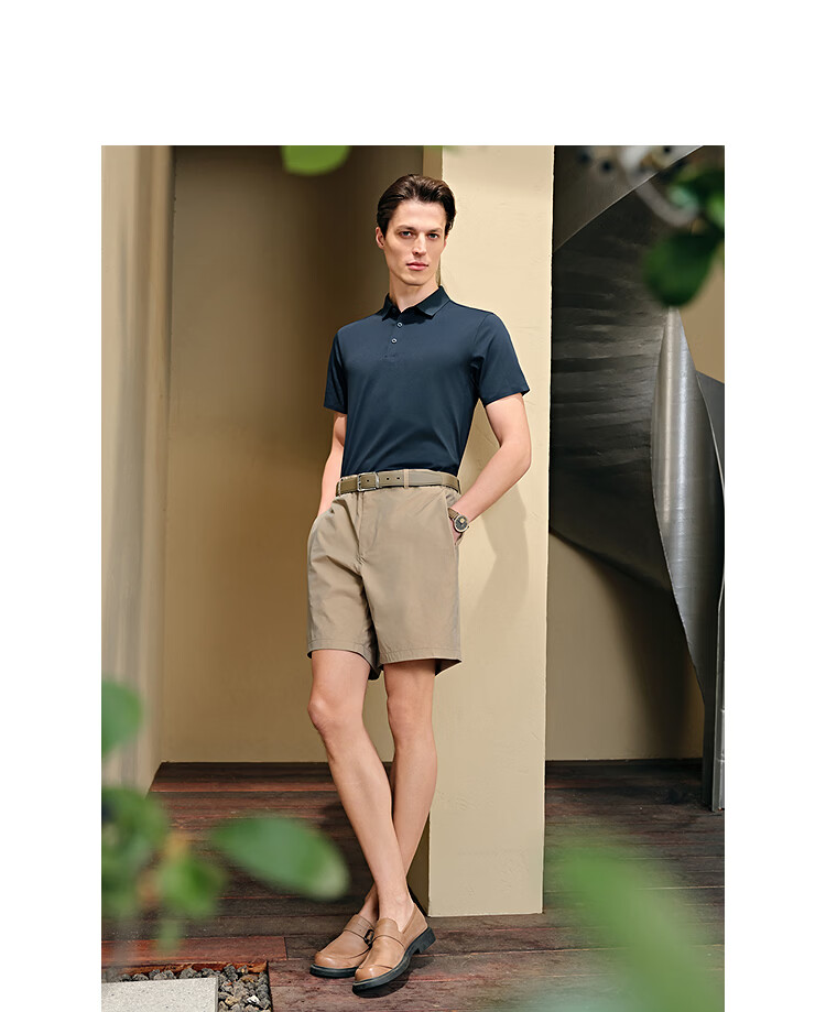 YOUNGOR Summer Men's Short Sleeve Polo Shirt Sunscreen Business Casual Outdoor Stretch Loose Fit Collared T-Shirt 513141F 14
