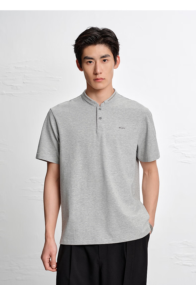 Peacebird [Cooling] Henry Collar Polo Shirt Men 2026 Summer Black First Batch XL 26