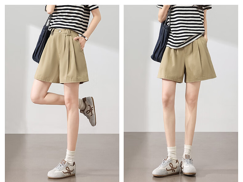 TonLion 2026 New Summer Casual Women's Shorts Gray High-Waist A-Line Korean Style 17
