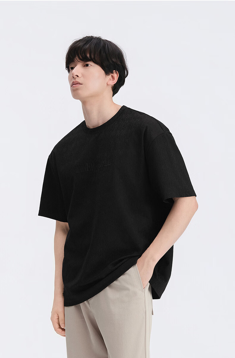 GXG Men's Micro-Boxy Short Sleeve T-Shirt Multi-Color Crew Neck Textured Knit Short Sleeve 2026 Summer New Arrival 10