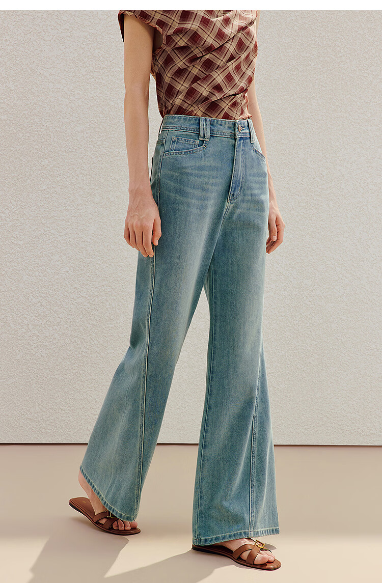 INMAN Vintage Washed Flared Jeans 26 Summer Women's New Commuter Loose Wide-Leg Pants Nostalgic Retro Blue 27 15