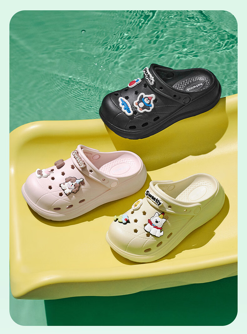 Hotwind Women's Thick Sole Clog Sandals 2026 Summer New Cartoon Fun Beach Slide Sandals 2