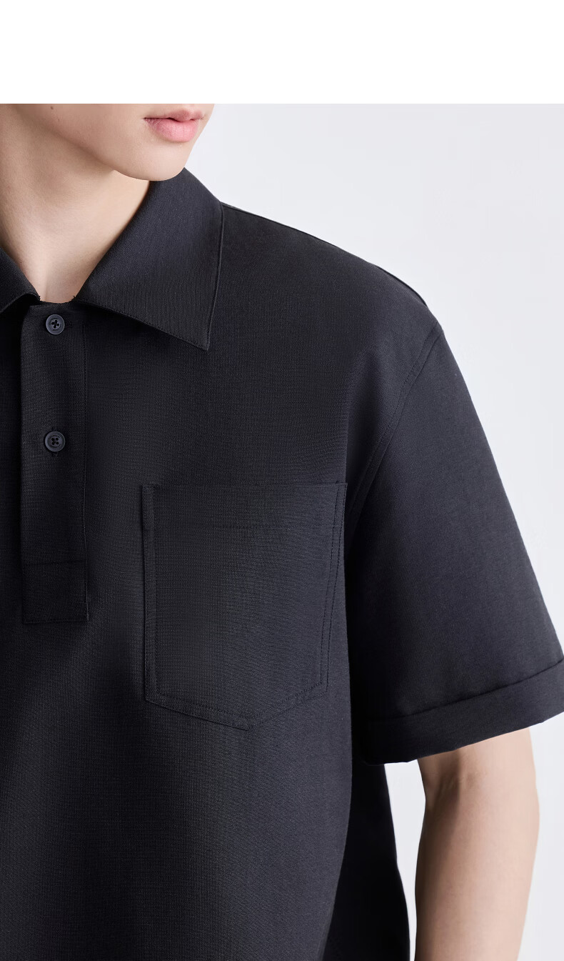 GXG Men's Casual Loose Fit Polo Shirt with Linen Blend Pocket Design and Spread Collar Short Sleeve 2026 Summer New Arrival 5
