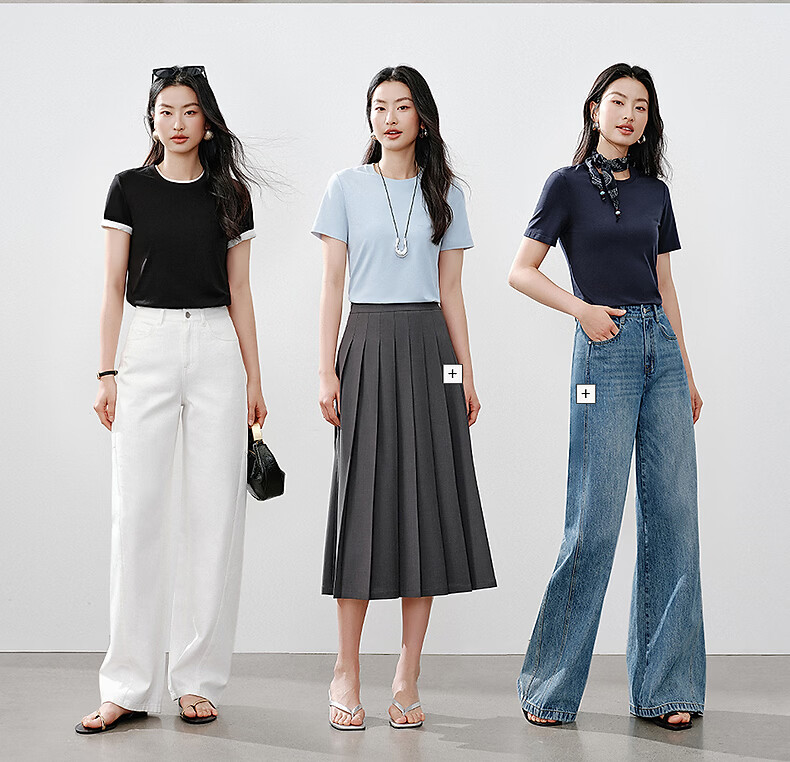 Yixiang Liying Lyocell Short Sleeve T-Shirt Women 2026 Spring New Shoulder Base Shirt Lavender Purple M 12