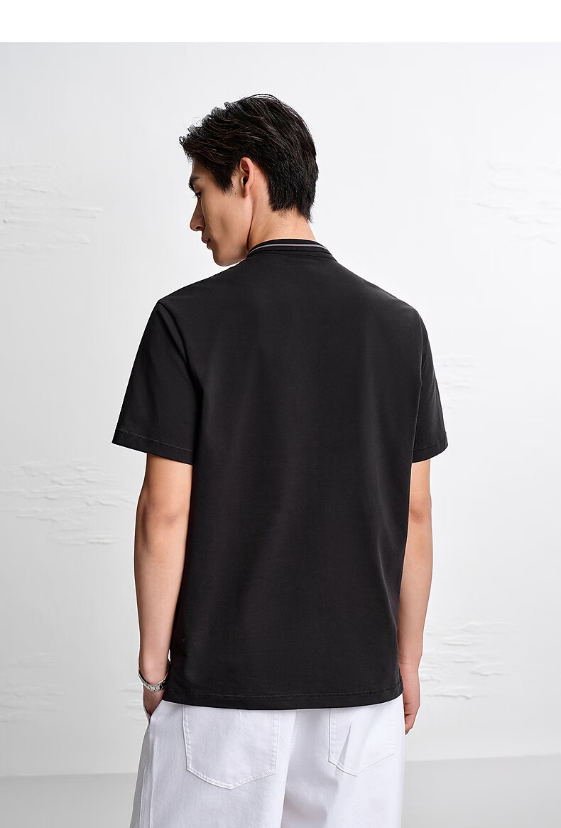 Peacebird [Cooling] Henry Collar Polo Shirt Men 2026 Summer Black First Batch XL 23