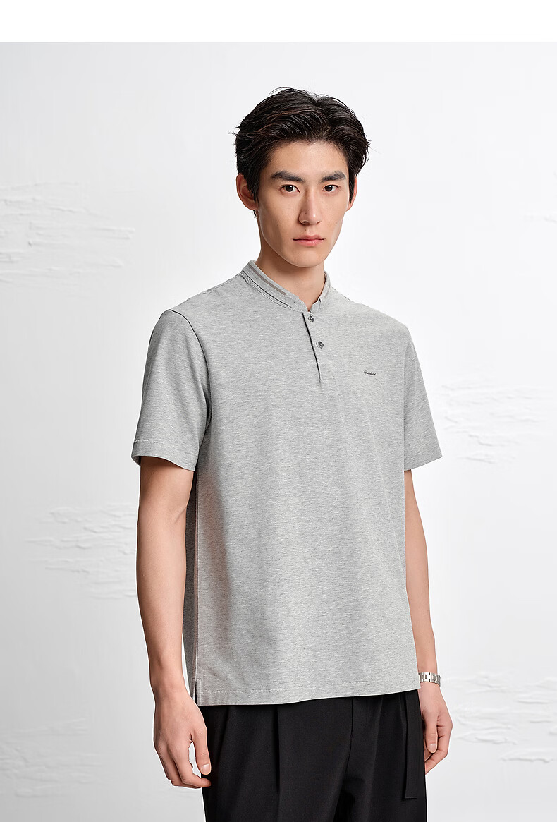 Peacebird [Cooling] Henry Collar Polo Shirt Men 2026 Summer Black First Batch XL 28