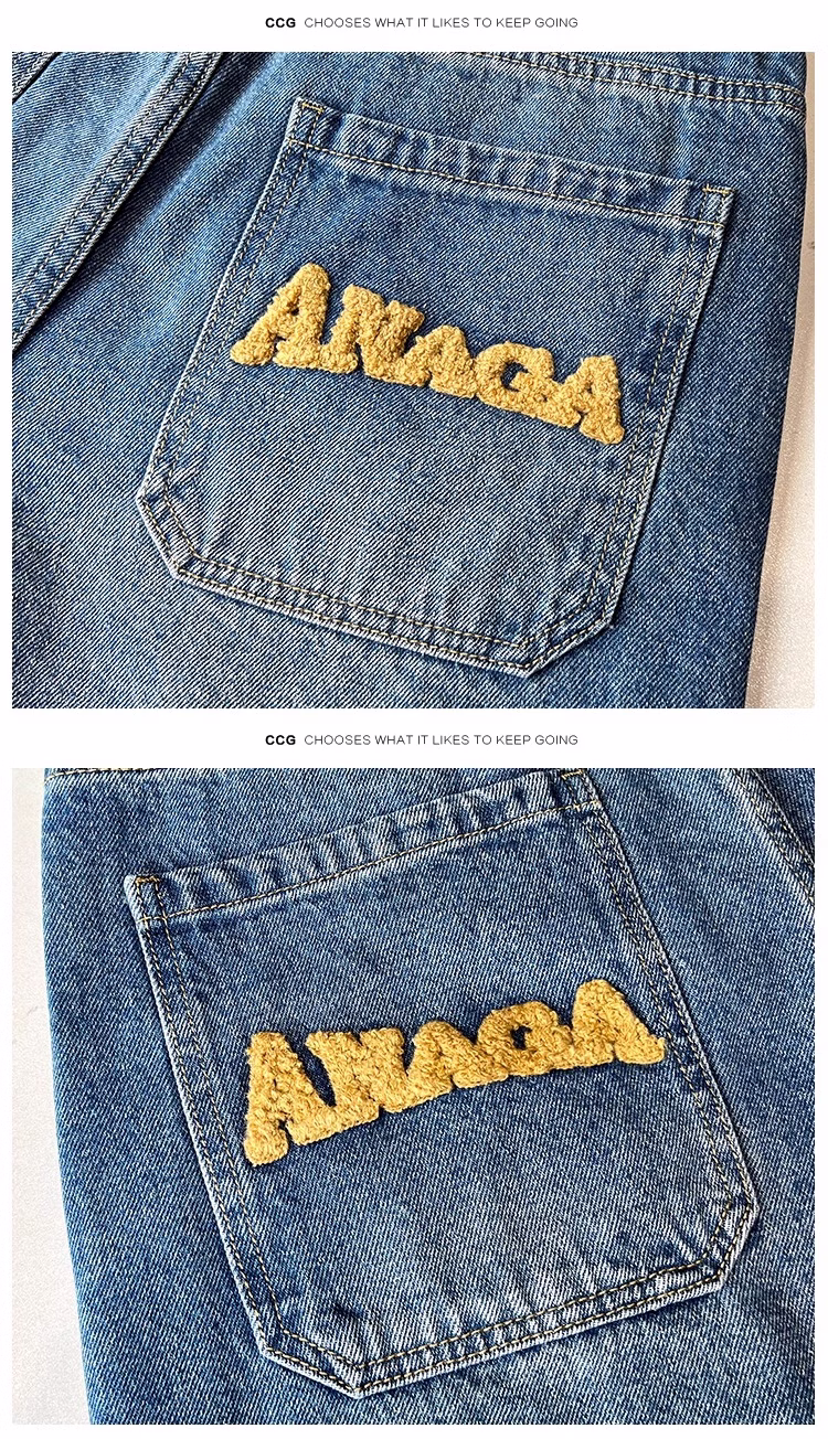 Letter Embroidered Denim Shorts Men's 2026 Summer American Loose Casual Pants Teen Student Five-point Pants, Blue 28_mkmklike.com