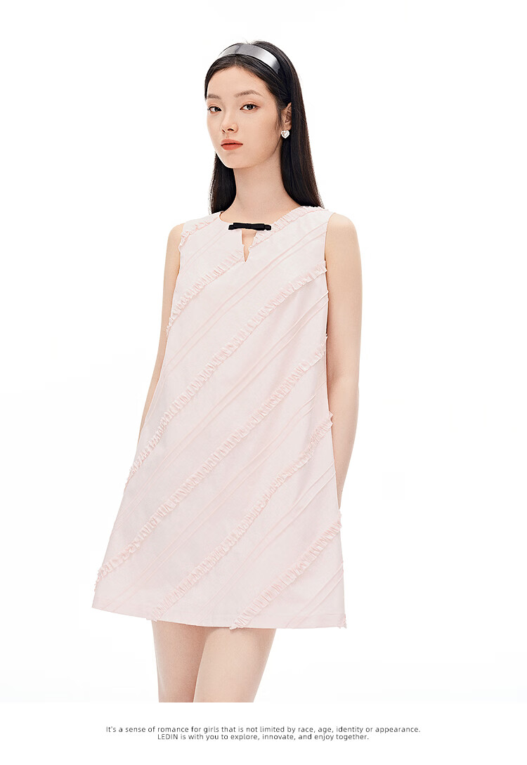LeTing [Qianjin Skirt] A-Line Sweet Dress Summer New Soft Pink (In Stock) L 14