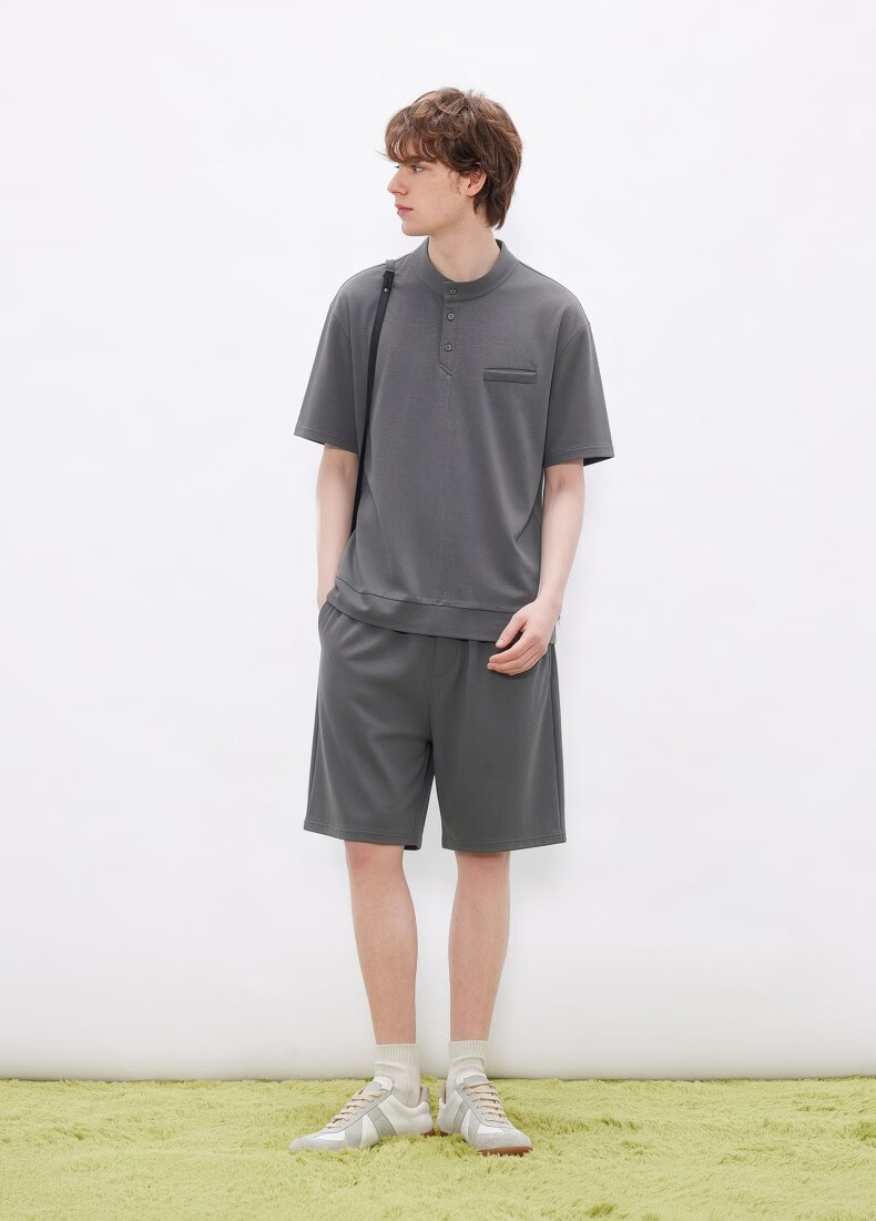 Gxgjeans Men's Basic Solid Color Loose Casual Shorts Summer New Dark Gray 175/L 12