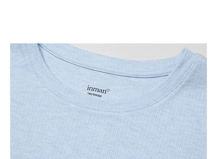 INMAN Color-Block Lace Trim Short Sleeve Slim Fit T-Shirt 26 Summer Women's New Lace Plaid Top Light Blue S 10
