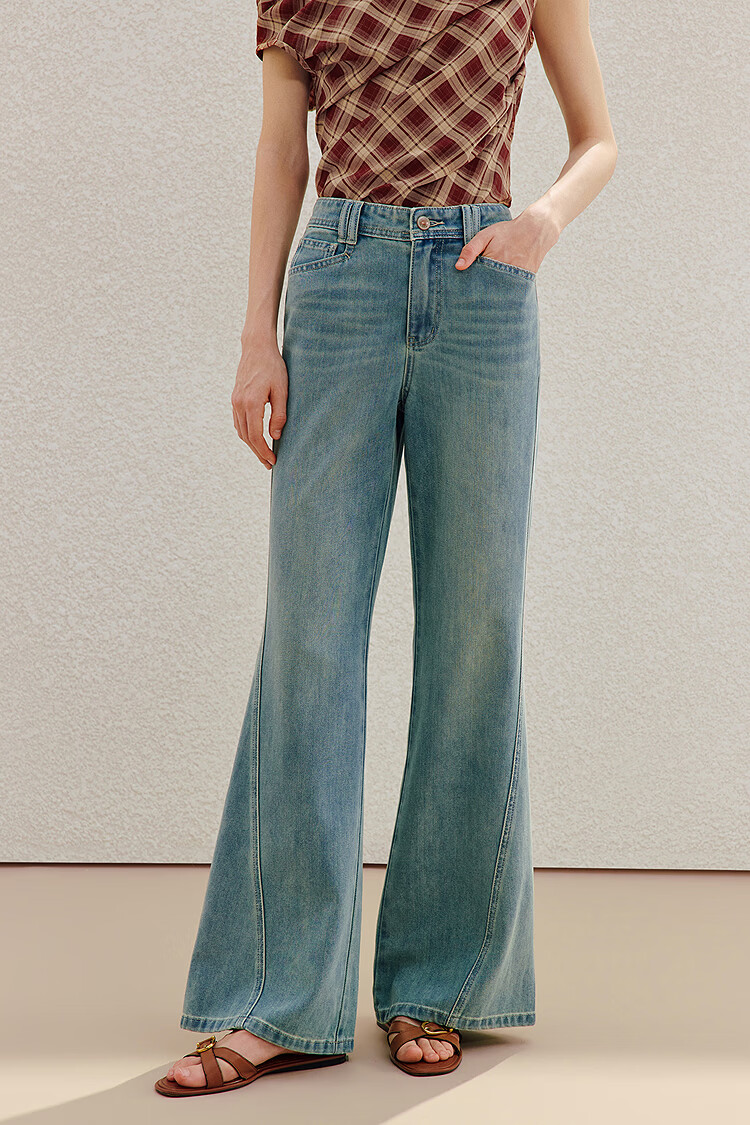 INMAN Vintage Washed Flared Jeans 26 Summer Women's New Commuter Loose Wide-Leg Pants Nostalgic Retro Blue 27 2
