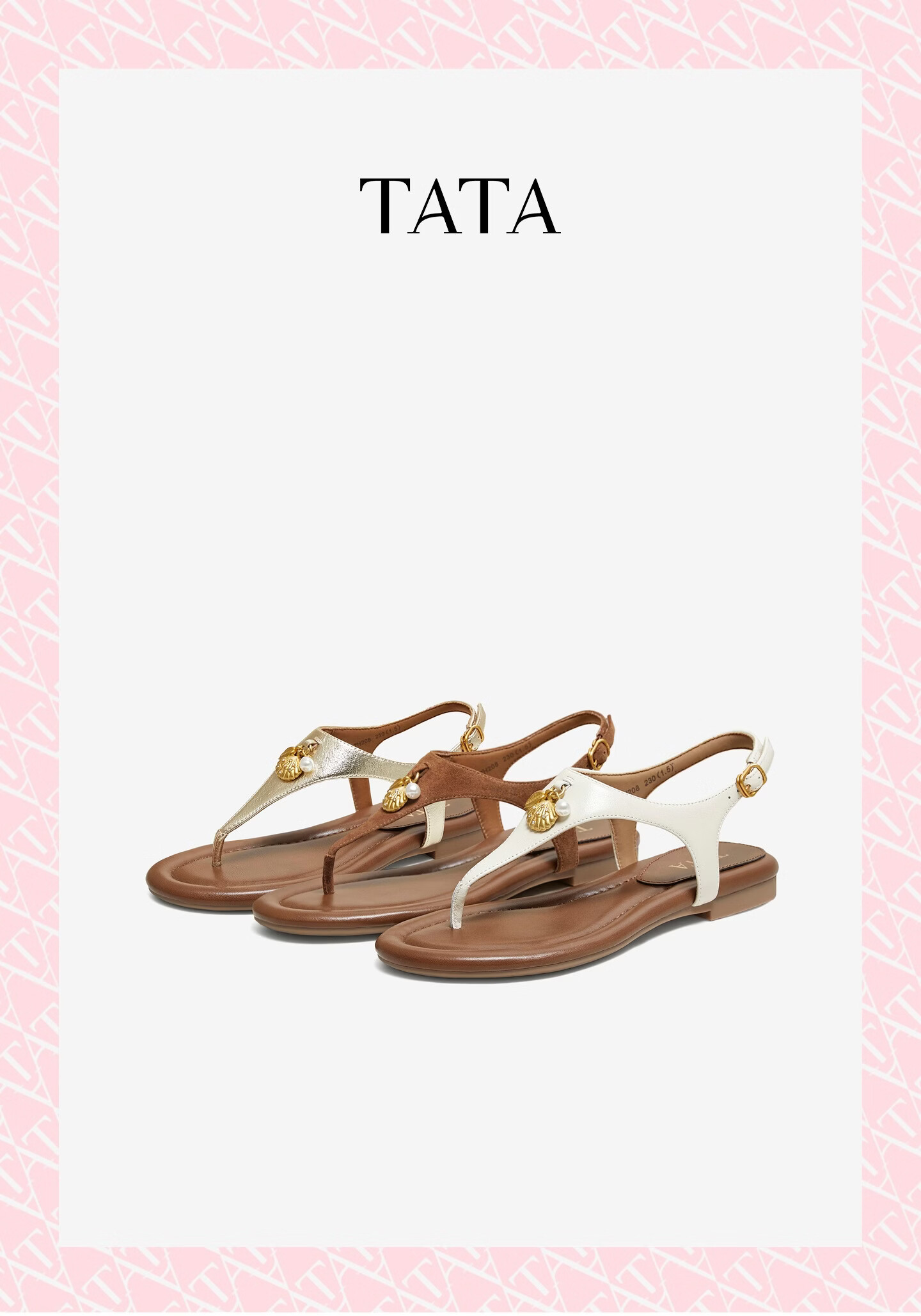 TATA Women's Summer New Vacation Flip-Flop Casual Sandals 7H208BL6 Off-White Size 36 2