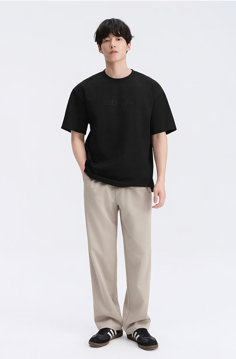 GXG Men's Micro-Boxy Short Sleeve T-Shirt Multi-Color Crew Neck Textured Knit Short Sleeve 2026 Summer New Arrival 9