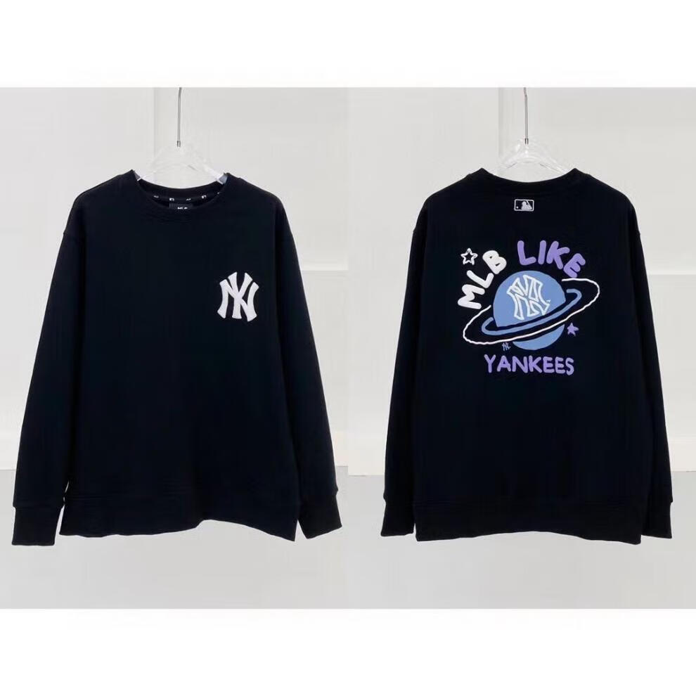 mlb过验ny发泡like星球撞色印花卫衣男女情侣款宽松圆领卫 白色 s