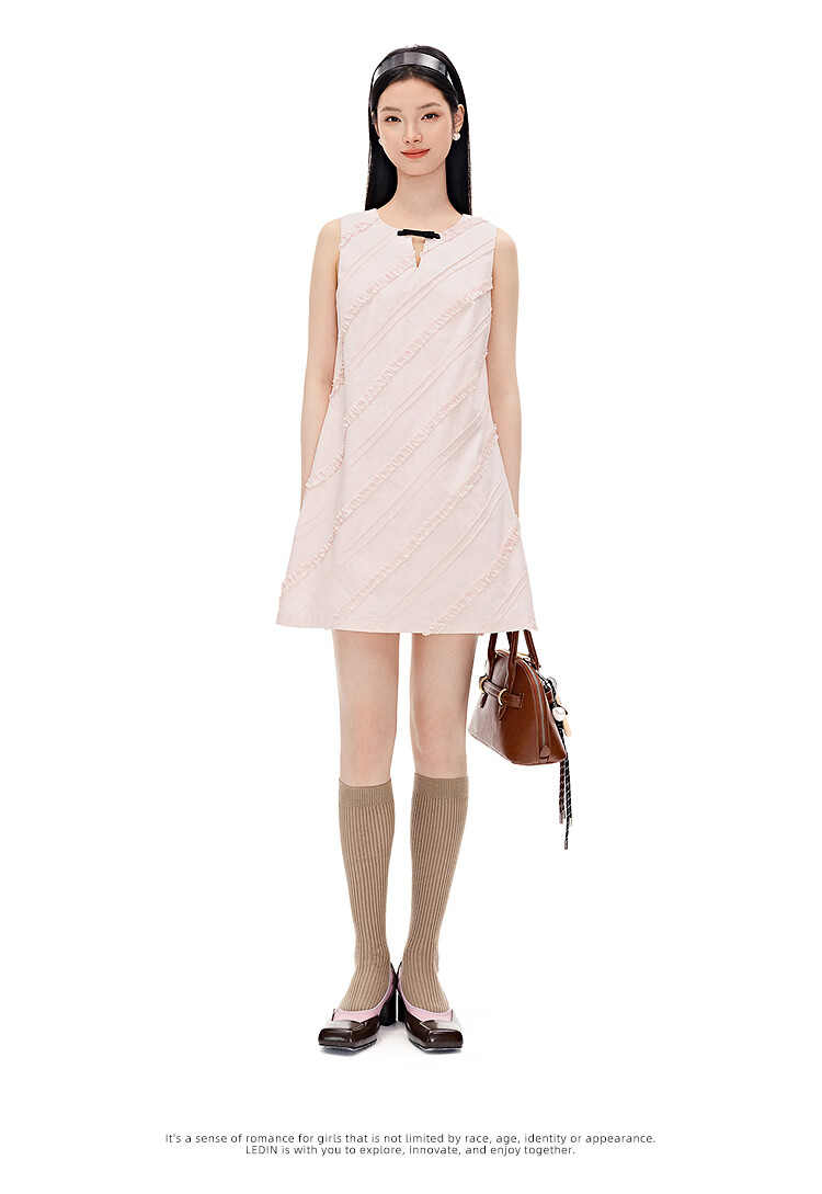 LeTing [Qianjin Skirt] A-Line Sweet Dress Summer New Soft Pink (In Stock) L 17