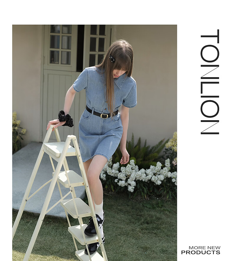 TonLion 2026 New Spring Summer Denim Dress Women Lapel Fashion Early Spring Casual Stylish 8