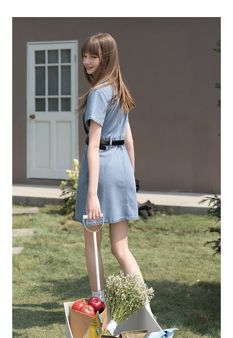 TonLion 2026 New Spring Summer Denim Dress Women Lapel Fashion Early Spring Casual Stylish 9