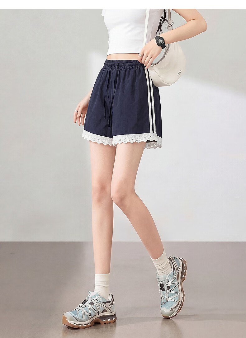 TonLion 2026 Summer New Casual Women's Shorts with Lace Patchwork, Fashionable and High-End Relaxed Style 11