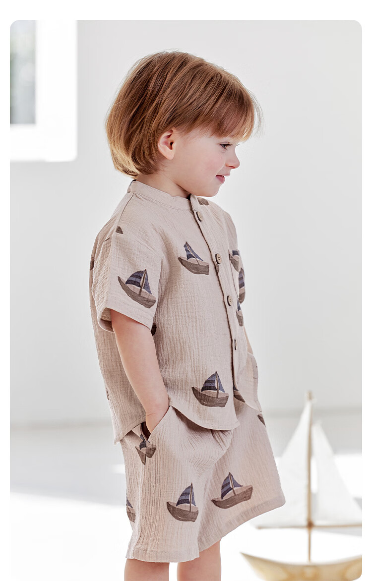 Babylove Clearance Baby Shirt Summer Pure Cotton Gauze Short Sleeve Cardigan Breathable T-Shirt Children's Summer Top 7
