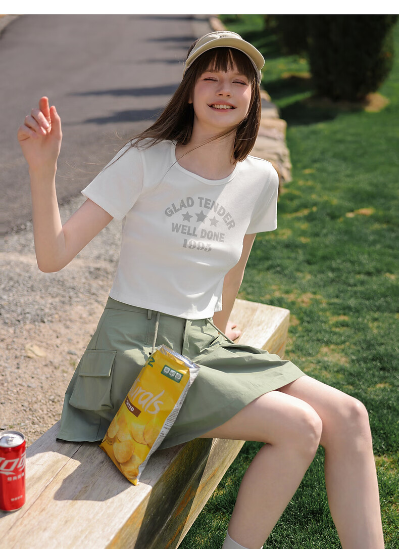 TonLion 2026 Summer New Women's Short Sleeve T-Shirt Pure Cotton Short American Style Small Size Design 7